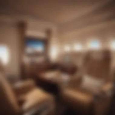 A luxurious airplane cabin showcasing the comfort and experience of premium travel.