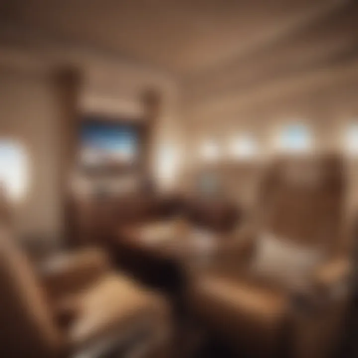 A luxurious airplane cabin showcasing the comfort and experience of premium travel.