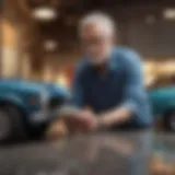 An older adult reviewing financing options for a vehicle