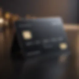 Luxurious black credit card on a polished surface