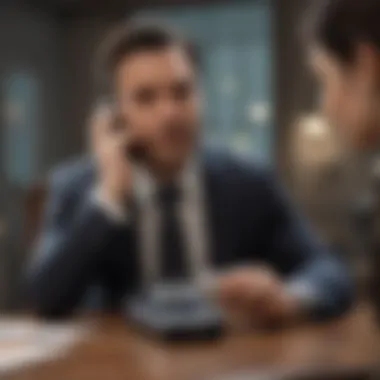 Person engaging in a phone call with a financial advisor.