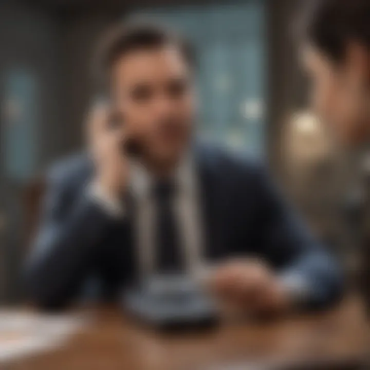 Person engaging in a phone call with a financial advisor.