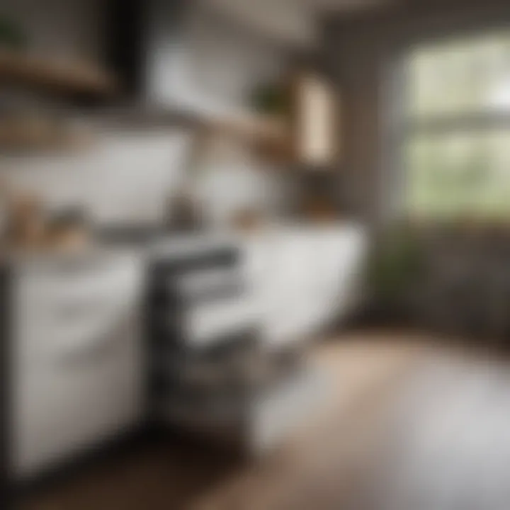 A close-up view of an accessible kitchen with lower countertops and pull-out shelves.