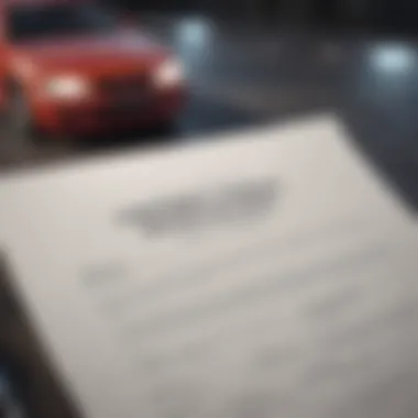 A close-up of a car insurance policy document