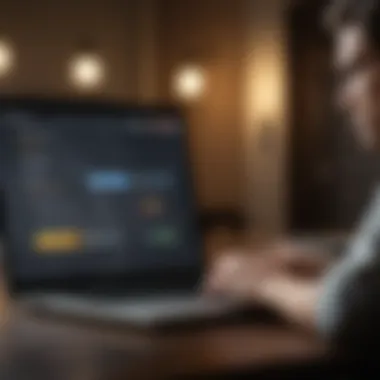 A person analyzing credit scores on a laptop