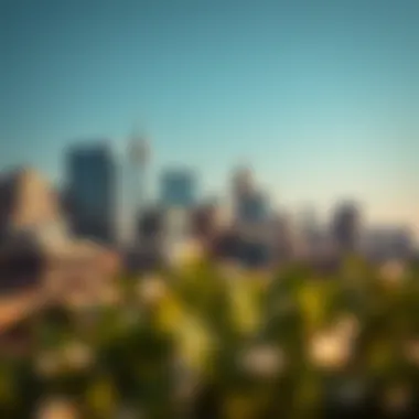 A picturesque skyline of a Southeastern city showcasing modern architecture