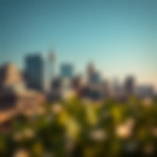 City Skyline of a Southeastern Gem A picturesque skyline of a Southeastern city showcasing modern architecture