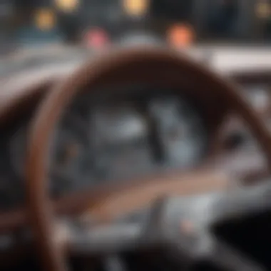 A close-up of a classic car's dashboard highlighting unique features