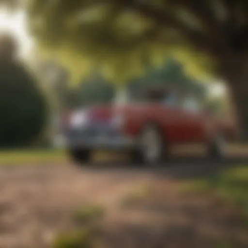 Classic car parked under a tree showcasing its vintage charm