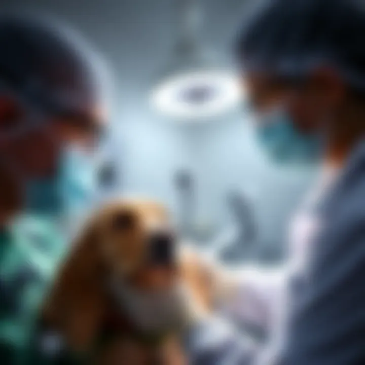 Close-up of veterinary care in action