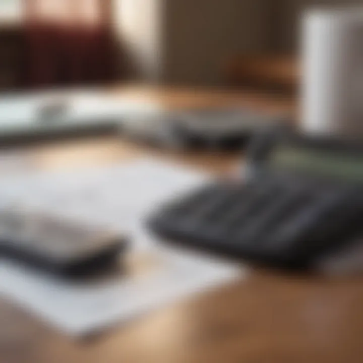 A calculator and financial documents laid out on a desk, representing financial planning.