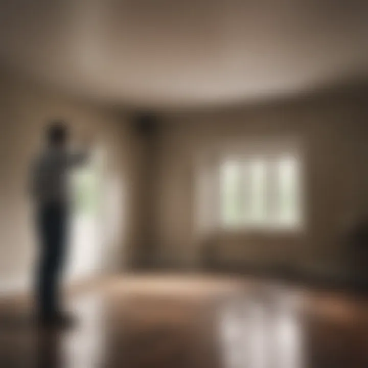 Homeowners inspecting a damp area for mold.