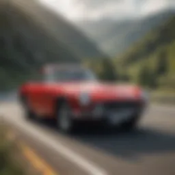 Stylish coupe parked on a scenic road