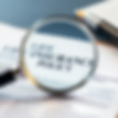 A visual representation of a magnifying glass scrutinizing a life insurance policy document.