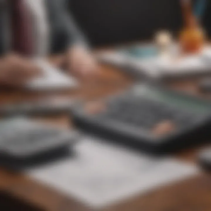 A calculator and financial planner on a desk, symbolizing budgeting for insurance