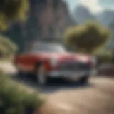Vintage car parked in a scenic location