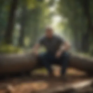 A homeowner assessing damage from fallen tree