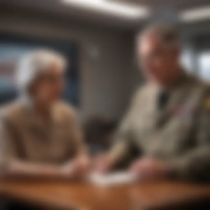 A military retiree engaging with a healthcare professional in a consultation setting.