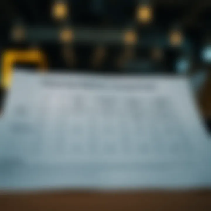 Comparison chart of financing options