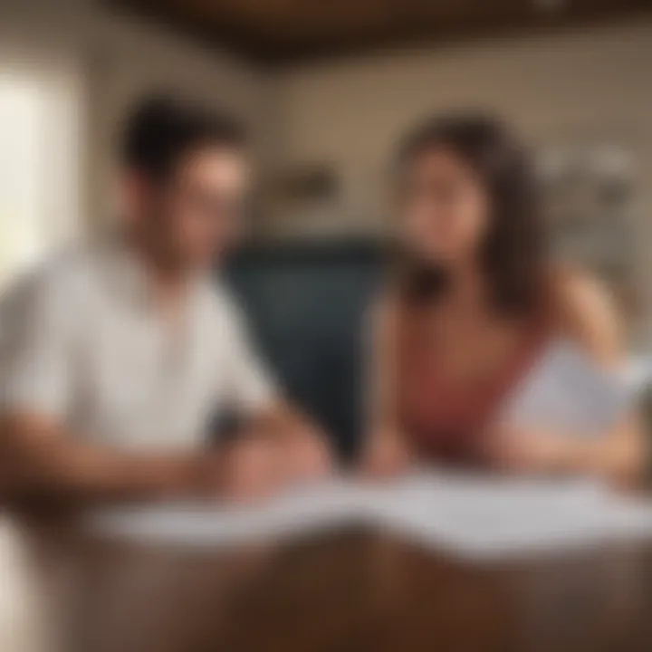 A serene image of a couple reviewing financial documents for homeownership