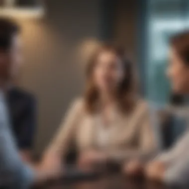 A diverse group of members engaging with a credit union representative in a consultation.