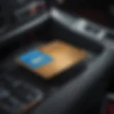 Credit card on a car dashboard