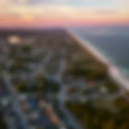 Aerial view of Pensacola showing residential areas near the coast