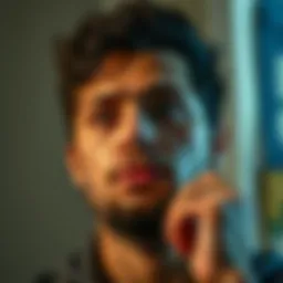 A close-up of a person contemplating insurance cancellation