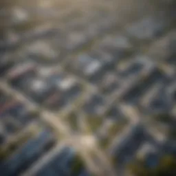 Aerial view of Lakeland city showcasing residential and commercial areas.