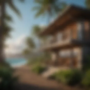 Hawaiian Rental Property Scenic view of a rental property in Hawaii with palm trees and ocean.
