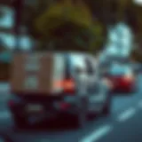 Delivery Vehicle on the Move Car on a road with delivery boxes