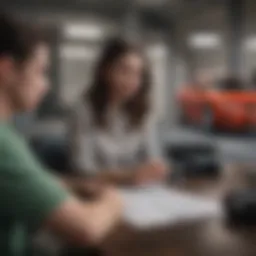 Student reviewing car insurance options