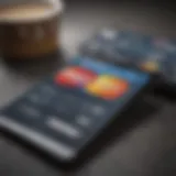 A credit card with a declining credit score graph in the background.