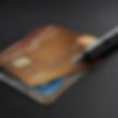 A close-up view of a credit card application form with a pen.