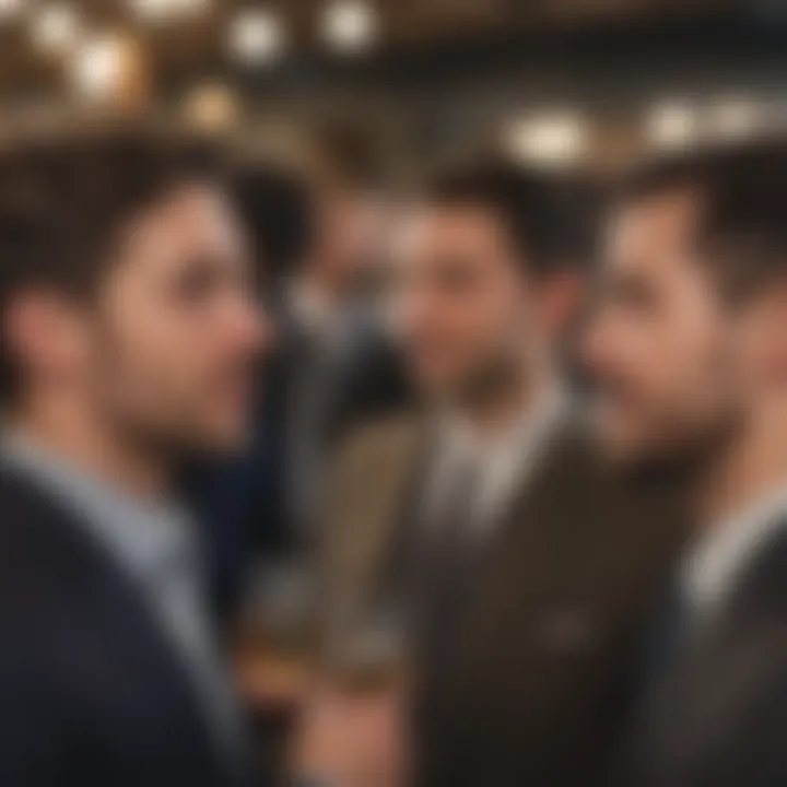 A close-up of LGBTQ entrepreneurs networking at a community event.