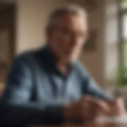 A thoughtful individual reviewing life insurance options