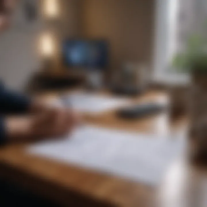 A serene image of a person reviewing healthcare policy documents at a cozy workspace.