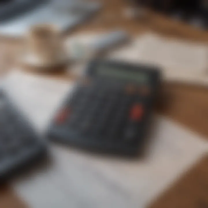 A calculator and financial documents representing personal loan calculations.