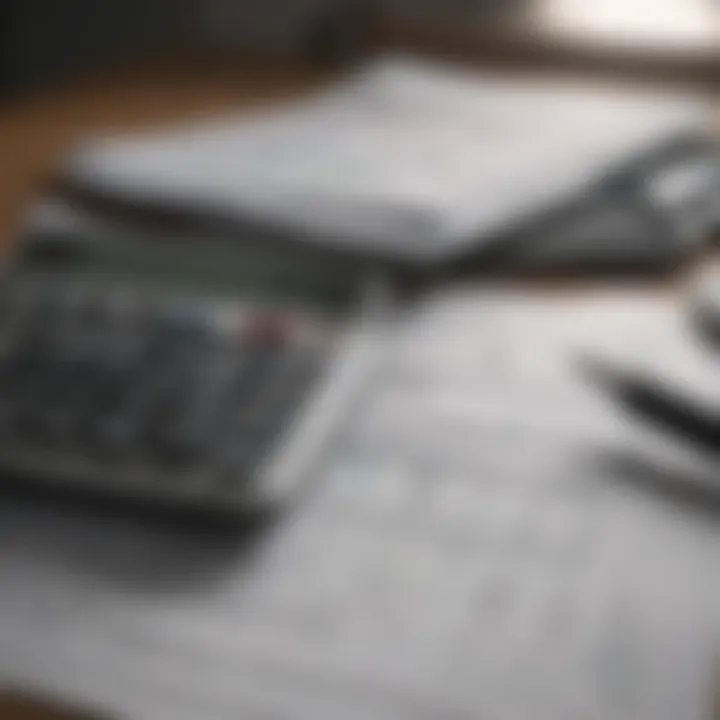 Close-up of a calculator and financial reports