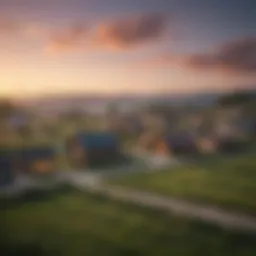 A serene rural landscape showcasing diverse housing options
