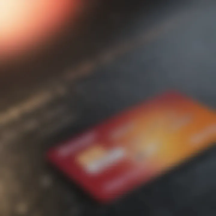 Close-up of a credit card with low limit features highlighted