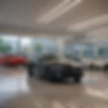 Car dealership showing available vehicles