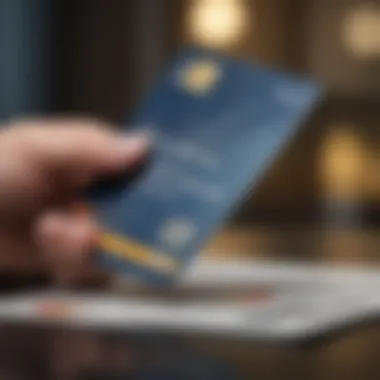 Person analyzing financial documents with a credit card in hand