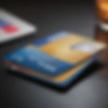 A close-up of a credit card on a modern desk setup.