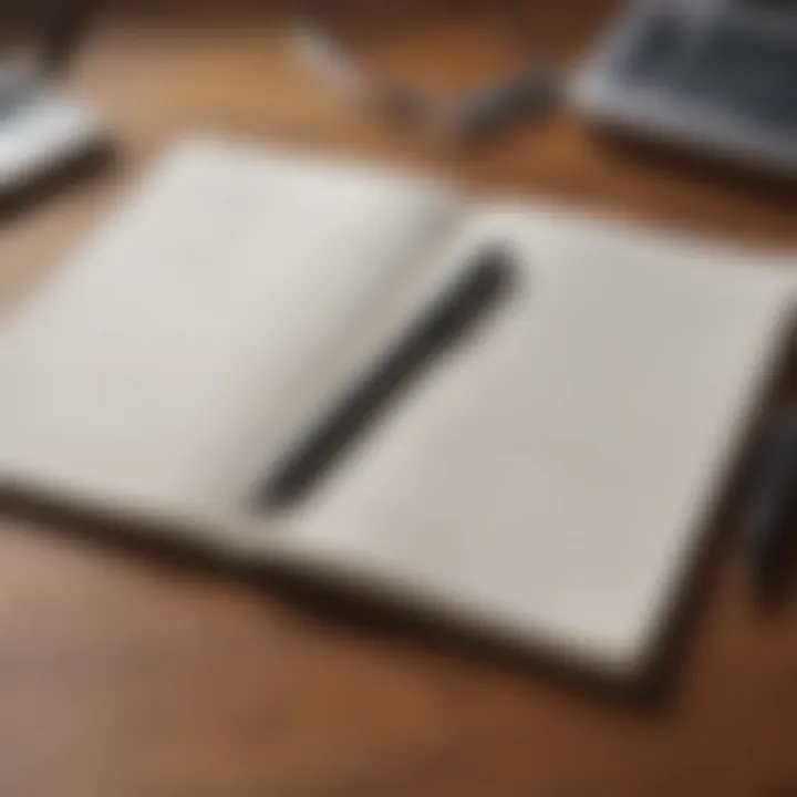 An open notebook with a pen, prepared for taking notes during a call