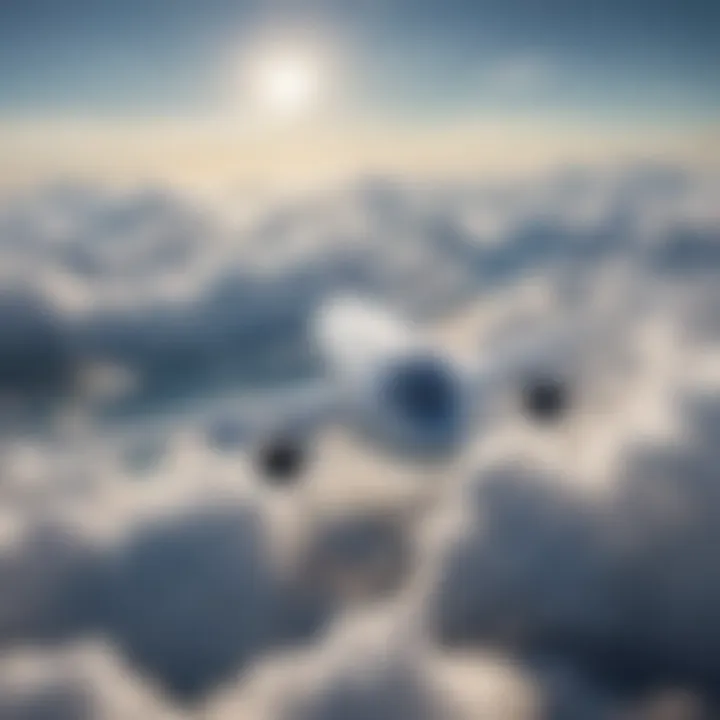 A stunning view of an airplane soaring above clouds, symbolizing travel rewards.