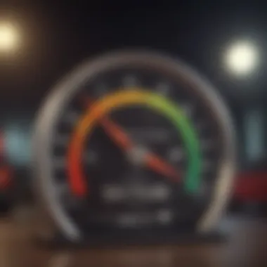 Credit Score Gauge Conceptual representation of a credit score gauge indicating a favorable score.