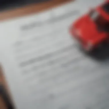 Close-up of a car insurance policy document