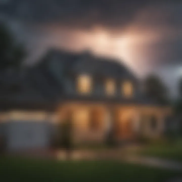 Illustration of a lightning strike hitting a house