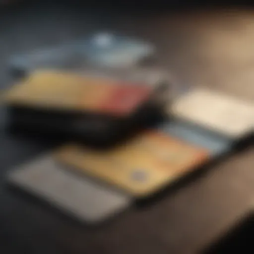 Diverse credit card types showcased on a table